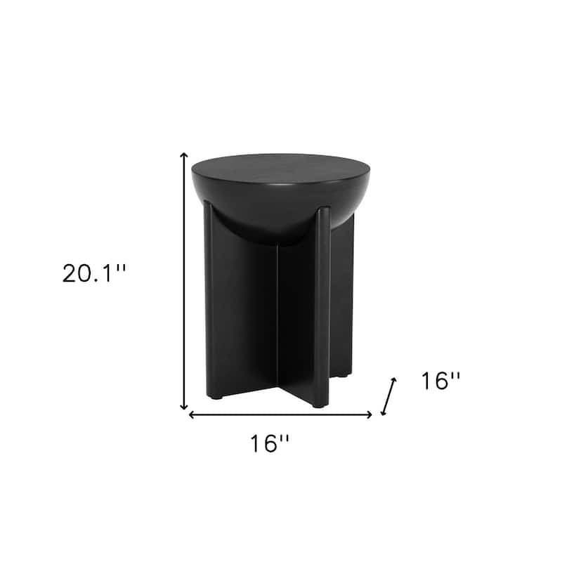 HomeRoots 20" Black Solid Wood Round Pedestal End Table - 16' X '20.1' X '16
