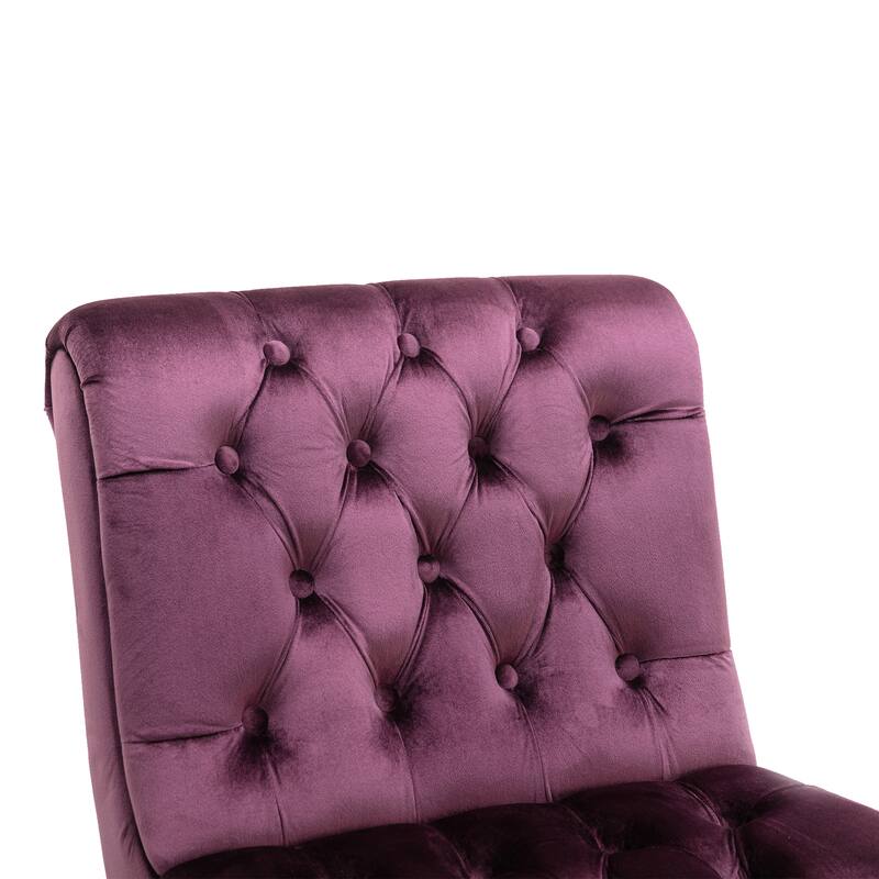 PUrple Modern 22.83" Upholstered Buttons Tufted Accent Chair with Wooden Legs for Living Room