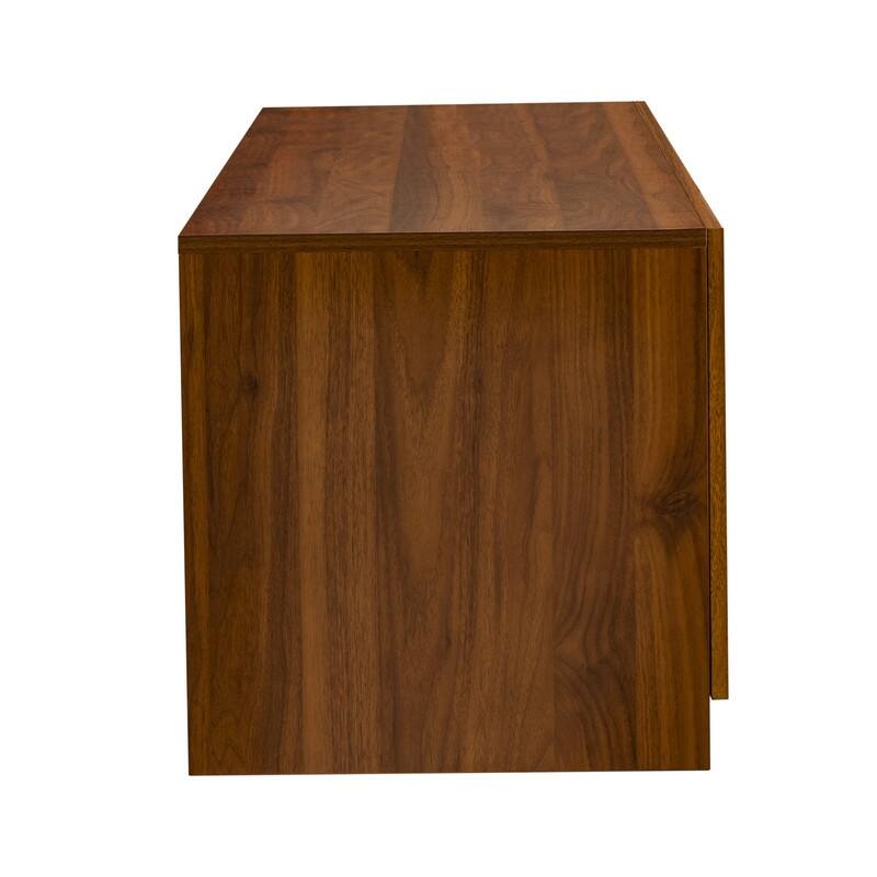 Rustic 78" TV Stand for TVs Up to 85", TV Console with Rattan Doors and Adjustable Shelf