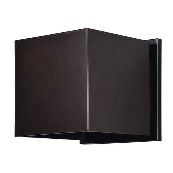 slide 2 of 6, Access Lighting Square - LED Four Inch Outdoor Wall Sconce Bronze
