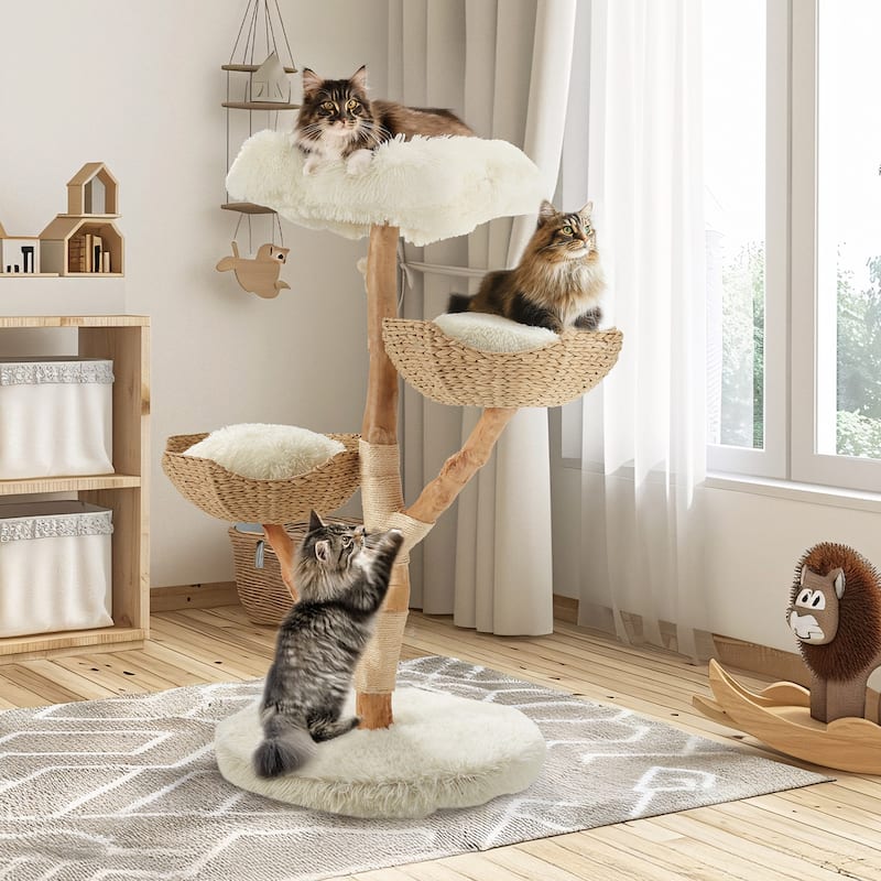 Sunflower Cat Tree, Multi-Functional Cozy Cat Tower, Cat Condo for Indoor Cats
