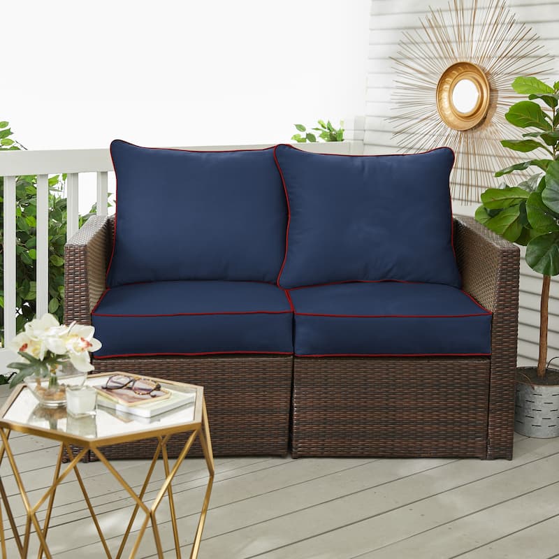 Sorra Home Sunbrella Outdoor Loveseat Pillow and Cushion Set
