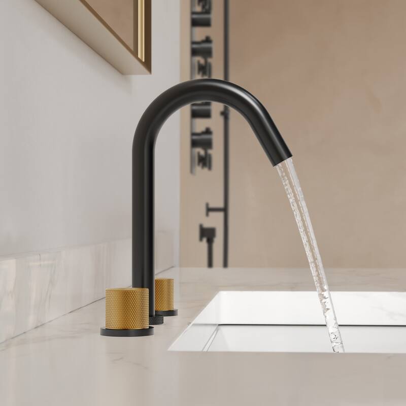 GRANDJOY 8" High Arc Widespread Double Handle Faucet