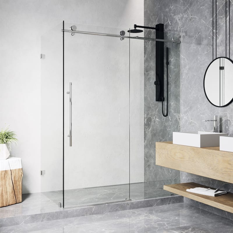 VIGO Elan E-Class Frameless Sliding Shower Enclosure - 35"D x 46"W x 76"H without Base - Chrome