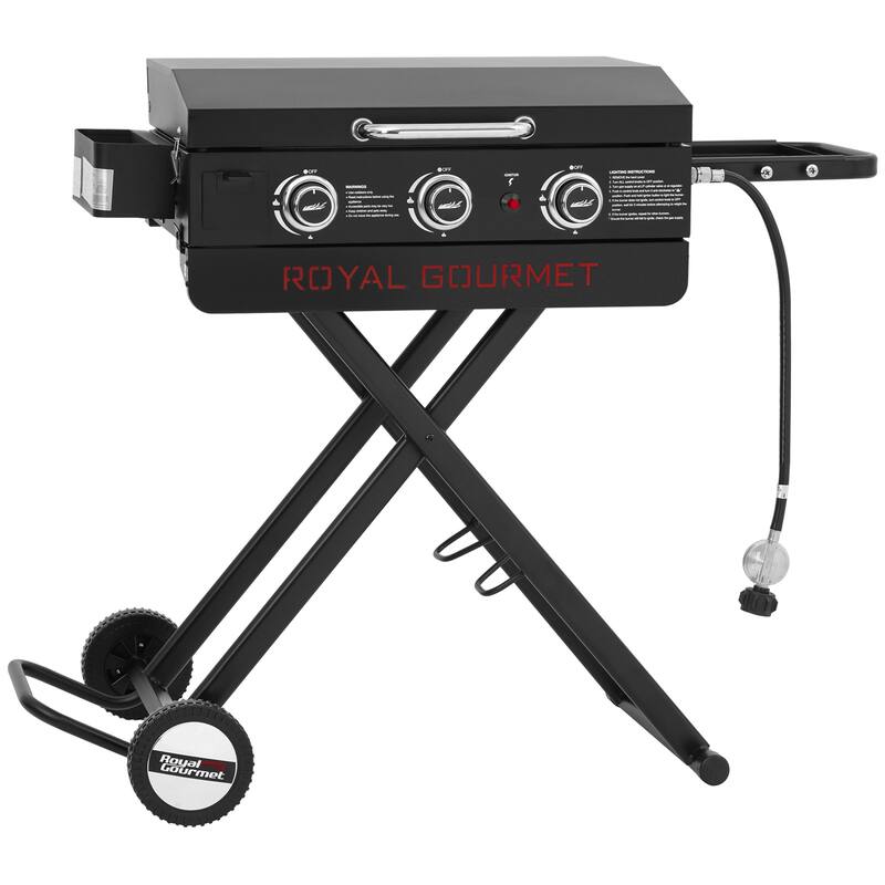 Royal Gourmet Portable 3-Burner Griddle with Collapsible Stand