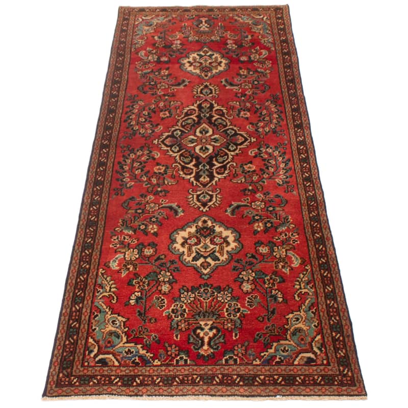 ECARPETGALLERY Hand-knotted Andelz Red Wool Rug - 3'4 x 9'8
