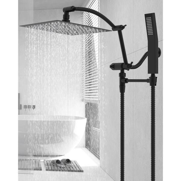 Midanya 8" Square Rainfall Shower Head - High Pressure, Matte Black, Stainless Steel (Wall Or Ceiling Mount)