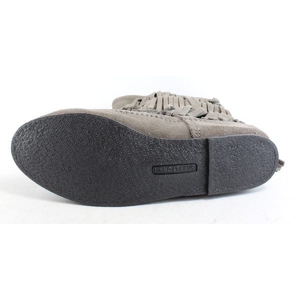 grey minnetonka fringe boots