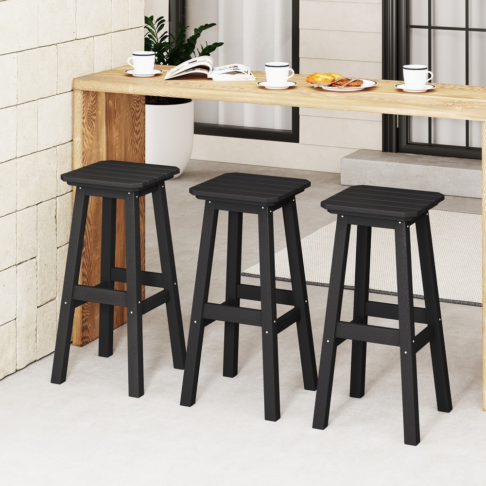 Laguna Hdpe All Weather Outdoor Patio 29" Square Bar Stool (Set Of 3)