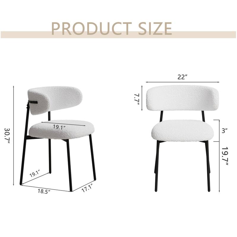 Set of 2 Medieval Modern Dining Chairs,Plush Teddy Velvet Upholstery with Metal Legs