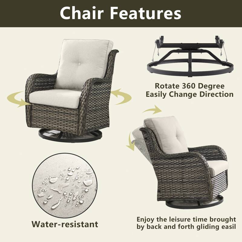 Outdoor Swivel Rocker Patio Chairs with Table Set of 2