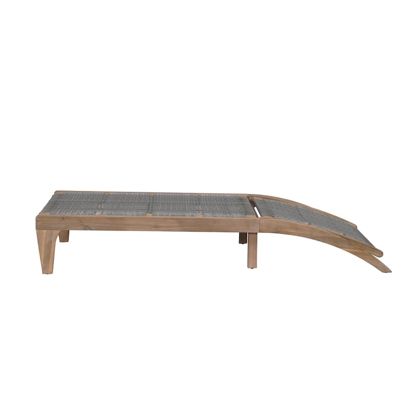 Benfield Outdoor Acacia Wood and Flat Wicker Chaise Lounge by Christopher Knight Home