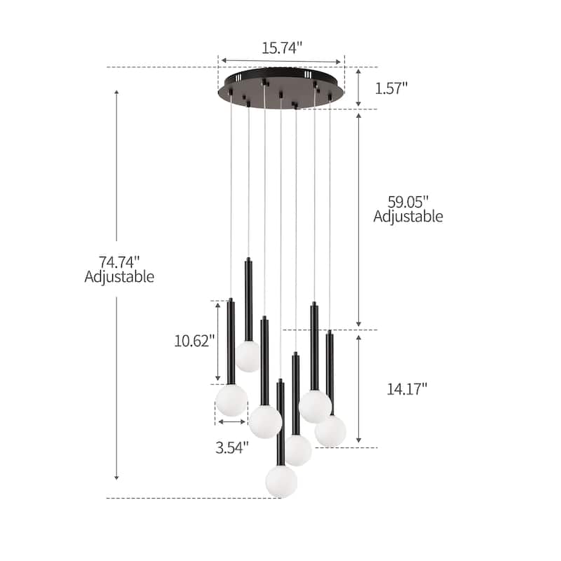 7-light Modern Raindrop Multi Cluster Chandelier