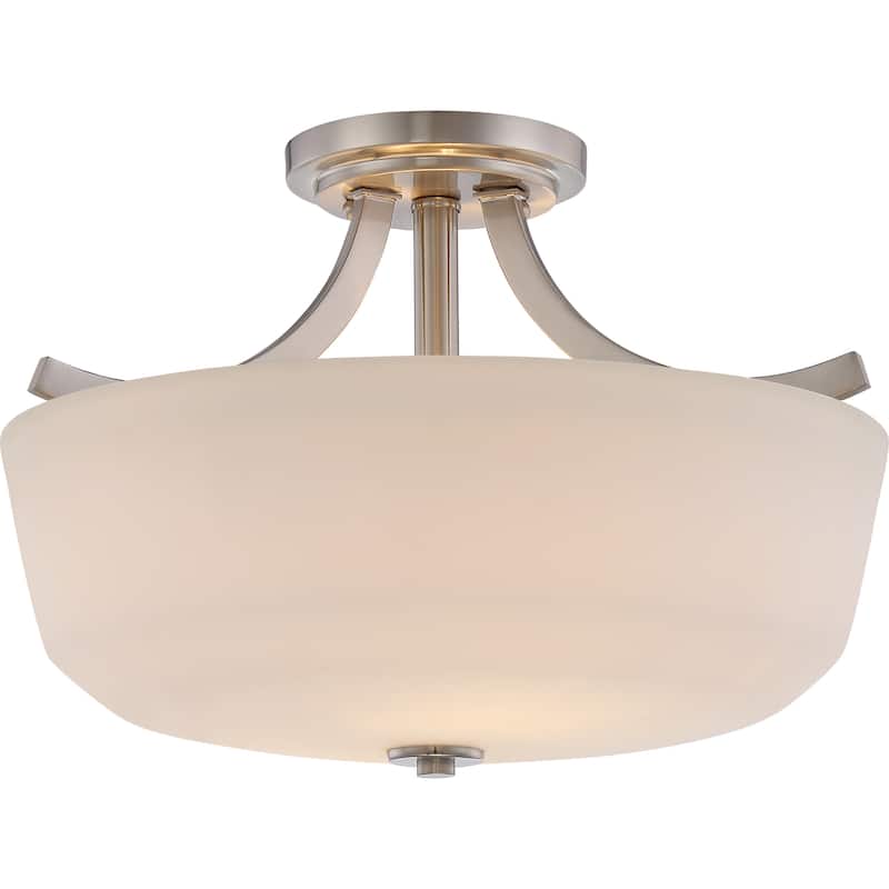 Laguna - 2 Light Semi Flush with White Glass - Brushed Nickel