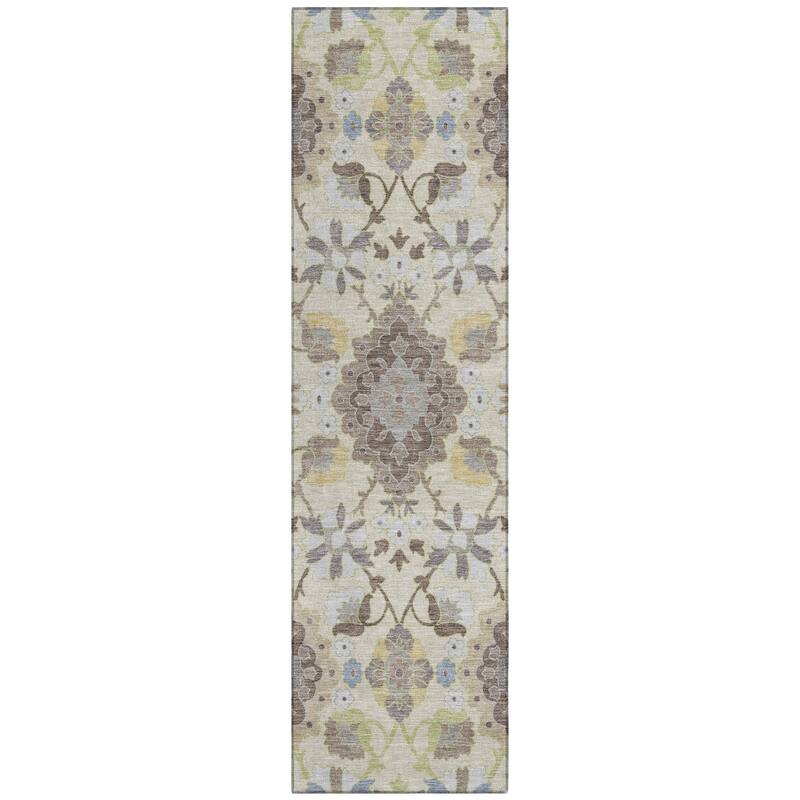 Machine Washable Indoor/ Outdoor Boho Traditional Chantille Rug