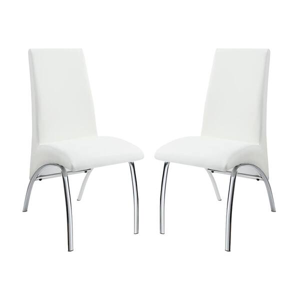 slide 2 of 5, Set of 2 Dining Chairs in White and Chrome Set of 2 - White and Chrome - Dining Height