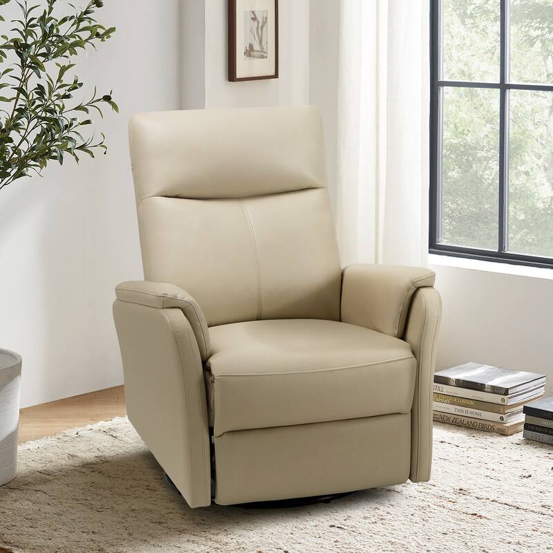 Fabric Recliner Sofa Chair - Swivel Rocking with XL Footrest - Single Seat for Living Room
