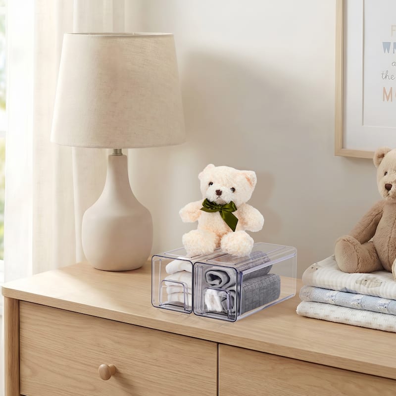 Sorbus Clear Stackable Storage Drawers Case with Handles - for Bathroom, Cabinet, Medicine & Baby Bottle Storage
