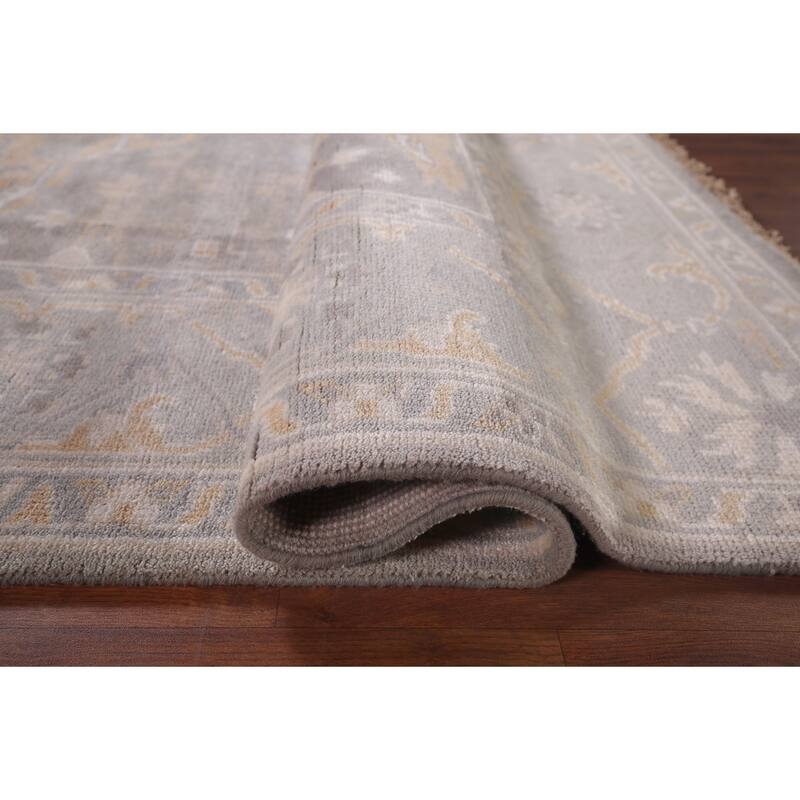 All-Over Gray Oushak Indian Square Area Rug Handmade Wool Carpet - 8'0"x 7'8"