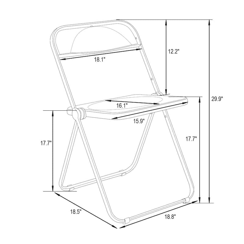 LeisureMod Lawrence Acrylic Folding Dining Chairs and Dining Table Set