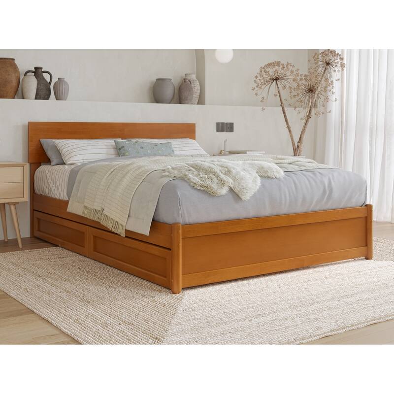 Wesley Platform Bed with Panel Footboard and Storage Drawers