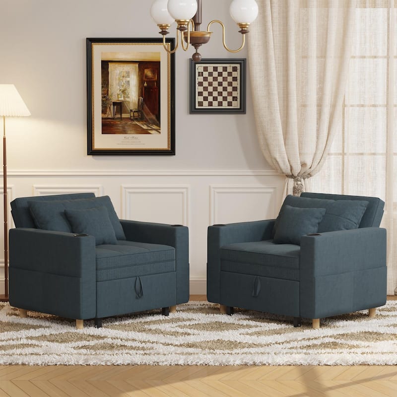 AECOJOY Sleeper Chair Extra Wide Convertible Chair Bed 3-in-1 Pull Out Single Sofa