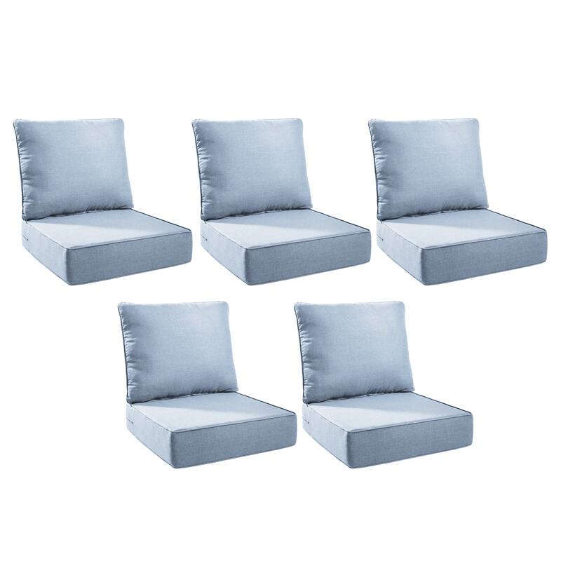Pocassy 24x24x6 Inch Thick Cushions Pillows Indoor Outdoor Deep Seat Water & Fade Resistant - 5 Set - Baby Blue Cushion