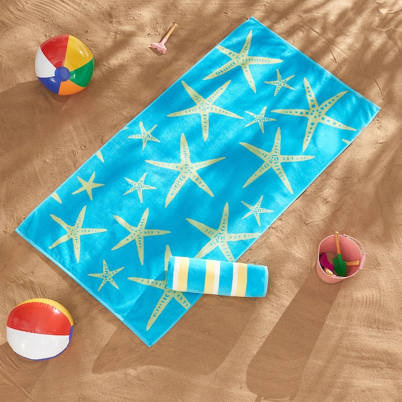 Linery & Co. 100% Cotton Jacquard 2 Pack Summer Beach Towels