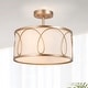 preview thumbnail 8 of 6, Bella Modern Glam 3-light Drum Semi-Flush Mount Lights Off-white Fabric Chandelier - L13.8'' x W13.8'' x H11.8