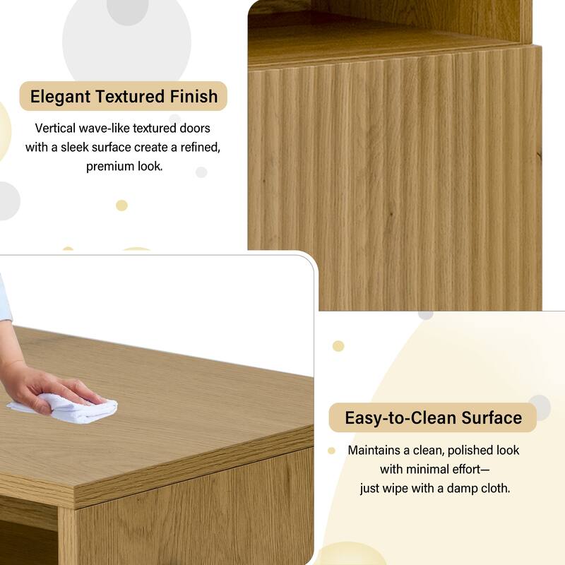 Entryway Shoe Cabinet with Bench, 2-Door Storage Console with Adjustable Shelves, 4 Open Shoe Racks & Cushion