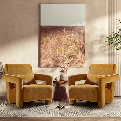 Boucle Accent Chair Set of 2 with Ergonomic Design