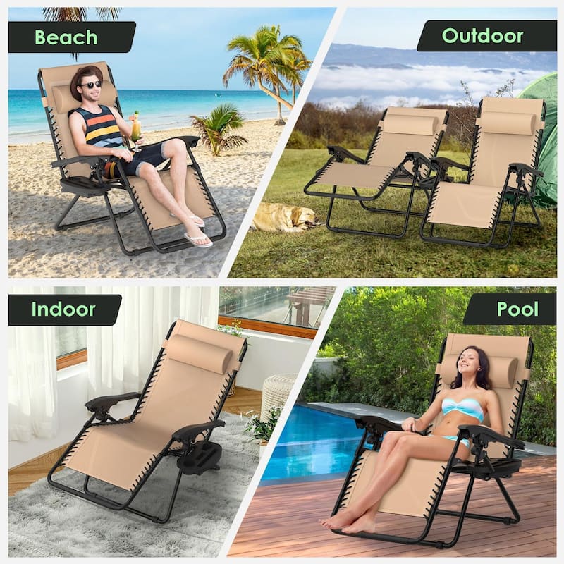 Zero Gravity Chairs Set of 2, Zero Gravity Lounge Chair, Reclining Patio Chairs Folding Recliner for Indoor and Outdoor