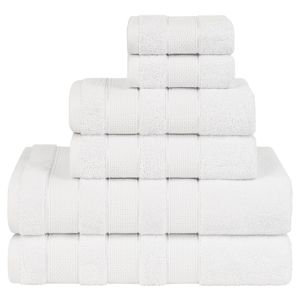 American Soft Linen Salem Bath Towel Set, 6 Piece Towels for Bathroom Large 100% Cotton 2 Bath Towels 2 Hand Towels 2 Washcloths - White