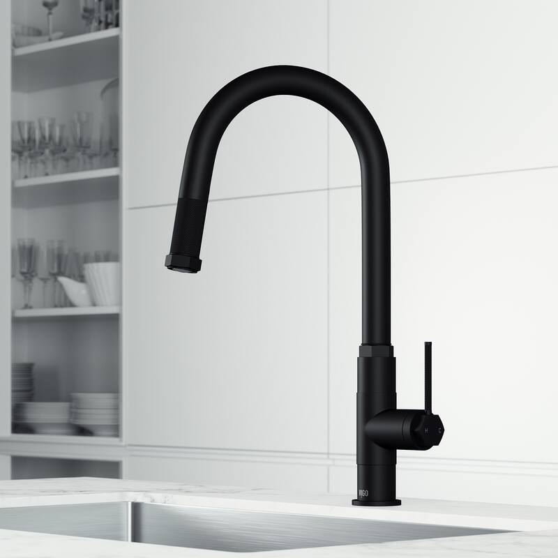 VIGO Hart Arched 18" H Single Handle Pull-Down Kitchen Faucet