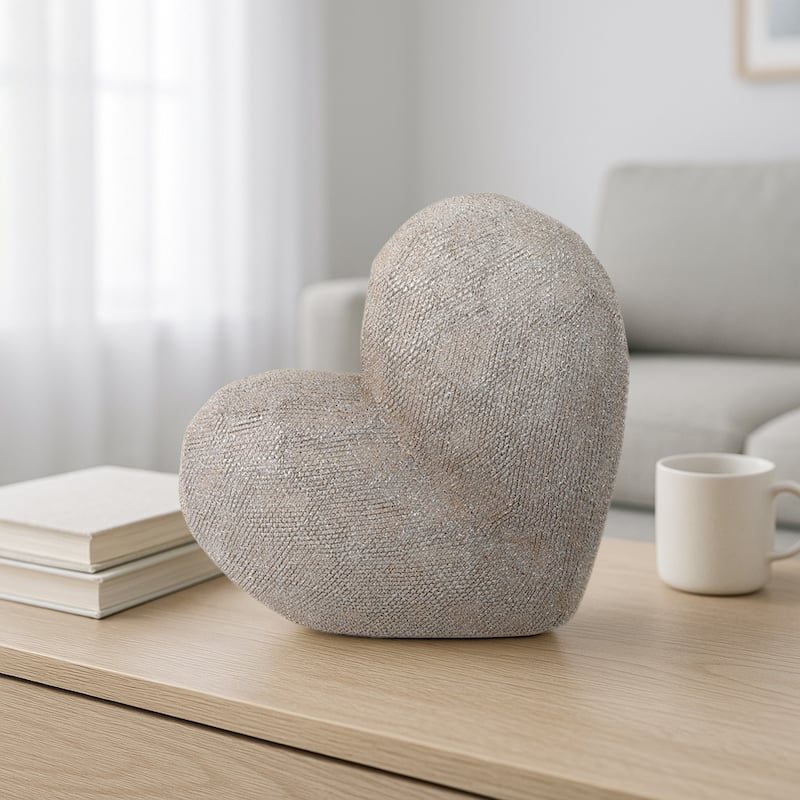 Modern Stone Ceramic Geometric Heart Sculpture