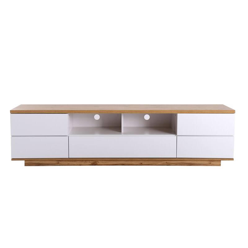 Modern TV Stand Versatile Storage Function TV Stand, for TVs Up to 80" with Door Rebound Device, for Living Room, Bedroom, White