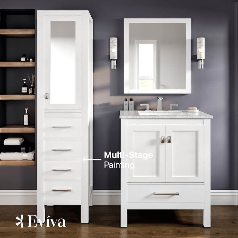 Eviva Aberdeen 18" White Freestanding Modern Linen Side Cabinet