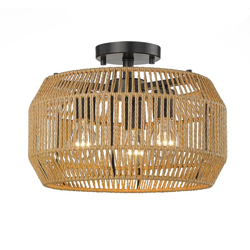 Golden Lighting Marlee 3-light Semi-Flush Mount in Matte Black