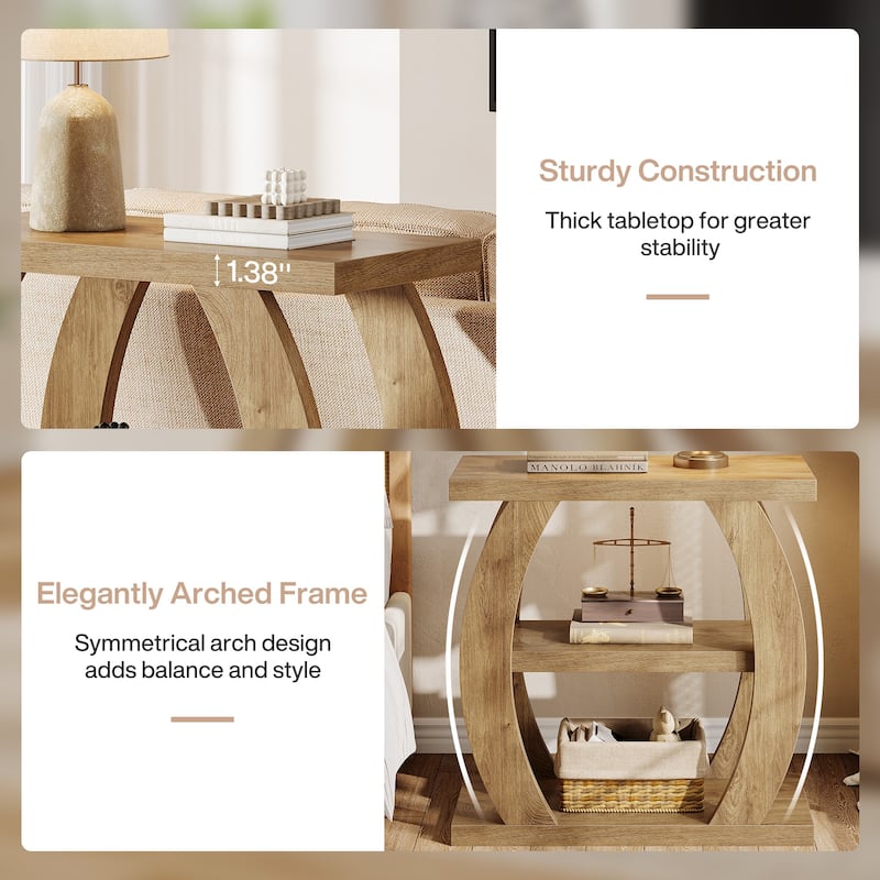 3 Tier Wood End Table for Living Room