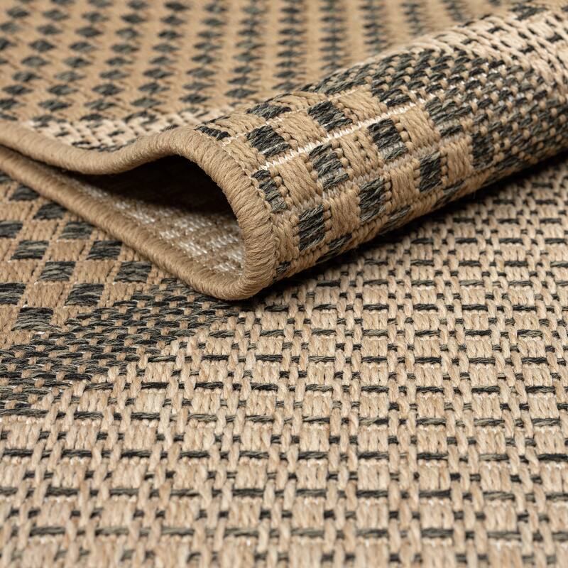 Abani Rugs Patio PAT110A Outdoor Diamond Pattern Cream Beige Area Rug