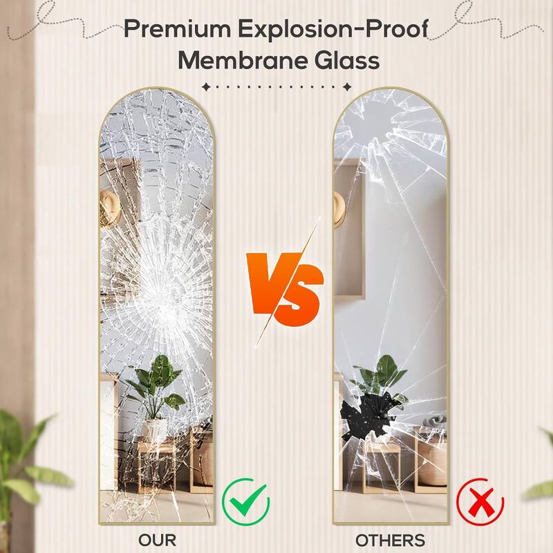 Arched Mirror Full Length, 16"x59" Body Wall Mirrors, Floor Standing,Tall Arch Mirror with Stand Aluminum Alloy Frame