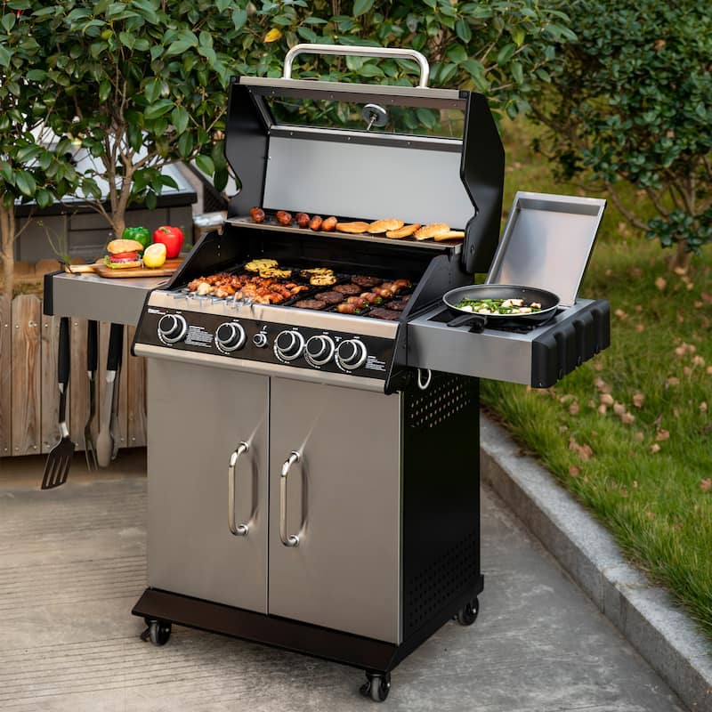 Royal Gourmet 4-Burner Stainless Steel Gas Grill with Side Burner