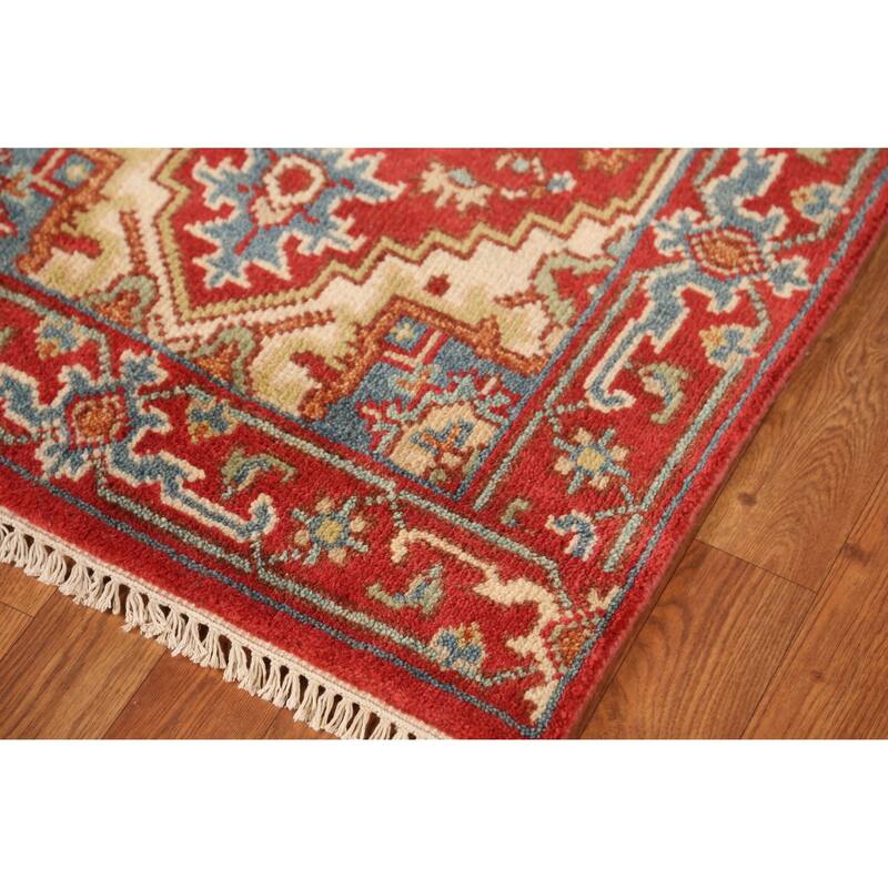 Traditional Heriz Serapi Style Runner Rug Hand-Knotted Wool Carpet - 2'6" x 11'5"