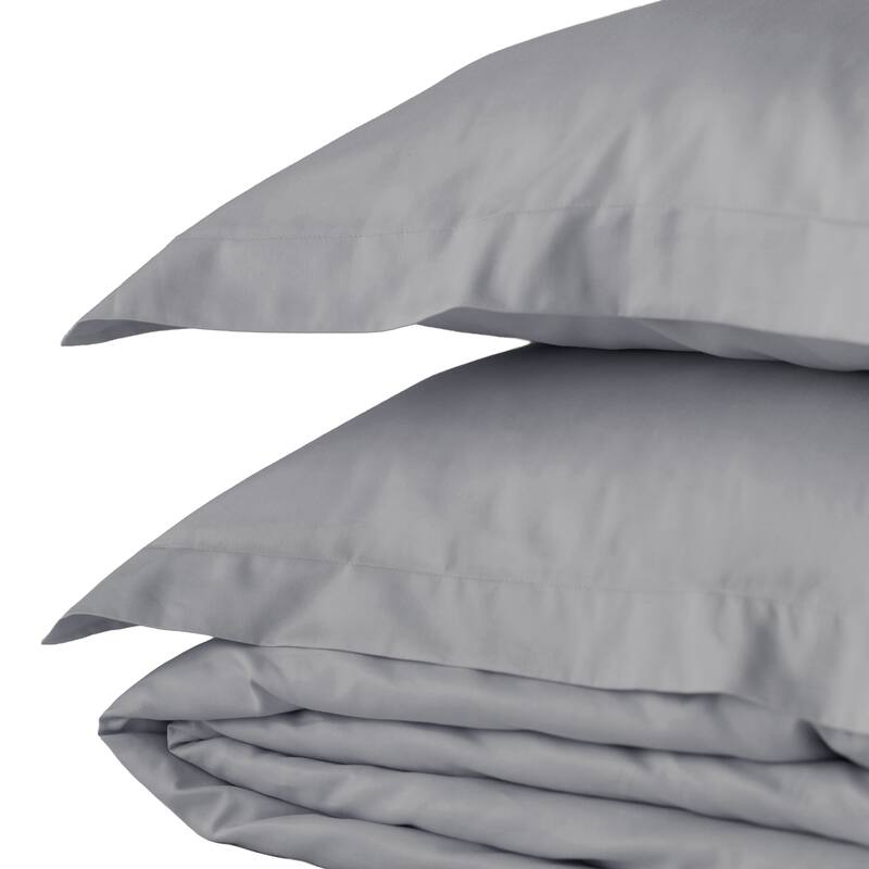 Jennifer Adams 400TC Long-Staple Cotton Sateen 3pc. Duvet Cover and Sham Set - Graphite - King - 3 Piece