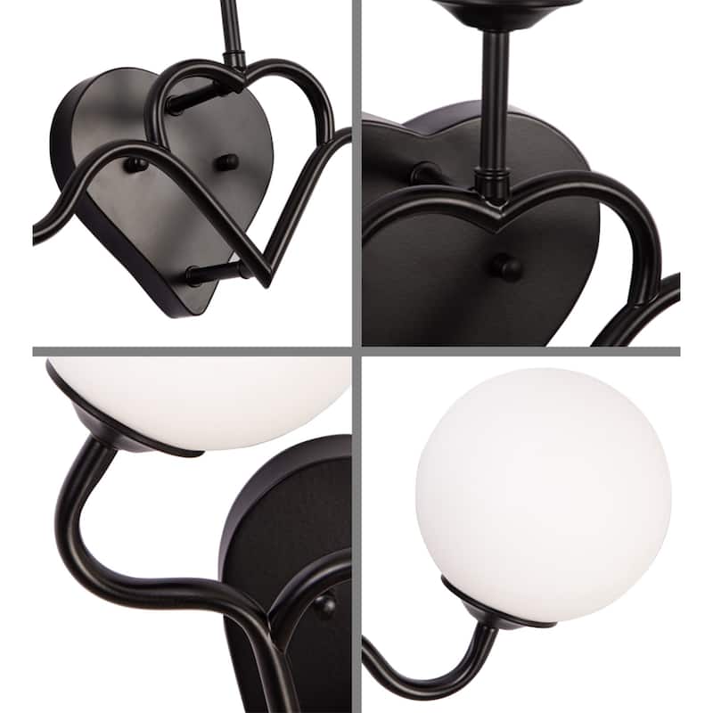 3-Light Black Bathroom Vanity Lights Wall Light with Glass Shade - 3 light