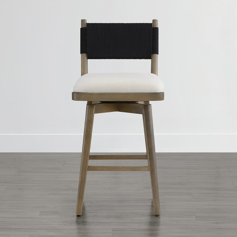 Gloria Upholstered Swivel Braid Barstool with Wood Frame Set of 2