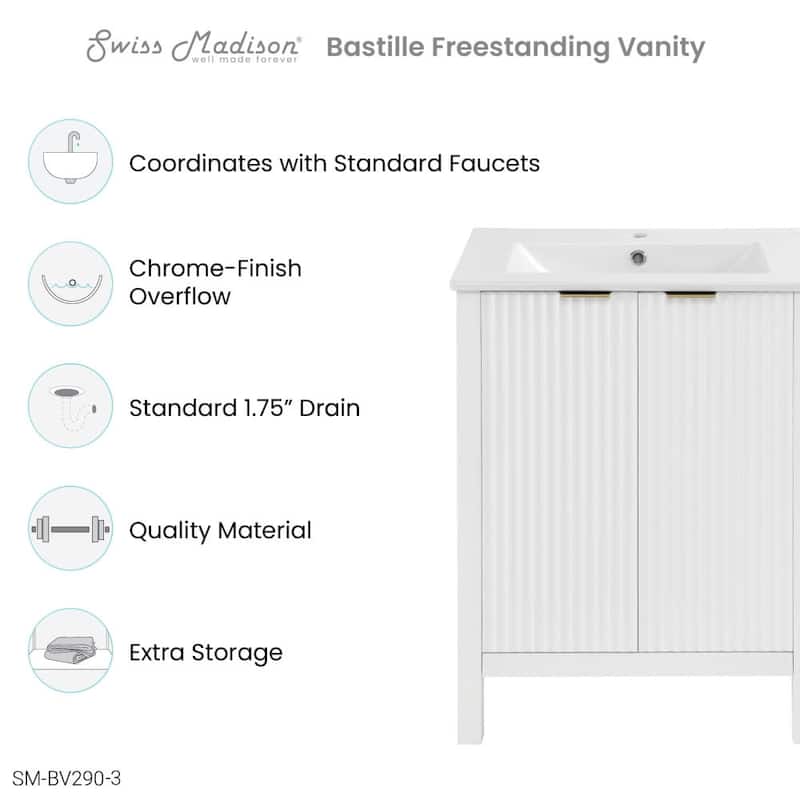 Swiss Madison SM-BV290-3 Bastille 24" Free Standing Single Basin