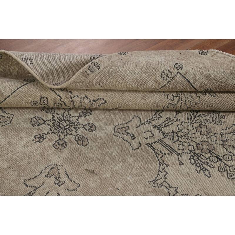 Distressed Tabriz Persian Vintage Rug Handmade Wool Carpet - 6'2"x 9'4"