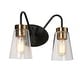 preview thumbnail 2 of 21, Modern Black Gold Bathroom Vanity Light Wall Sconces with Seeded Glass 2-Light