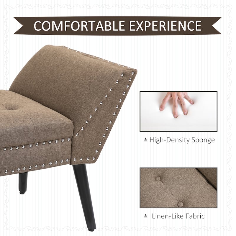 HOMCOM Modern Button Tufted Sitting Bench/Accent Fabric Upholstered Ottoman for Bedroom or Living Room